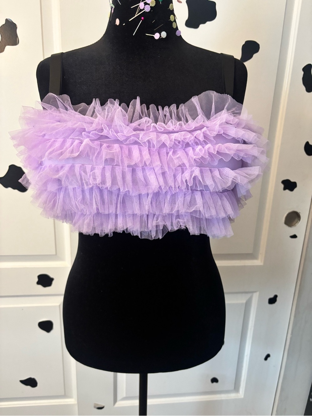 SHEIN Lavender Ruffle Tulle Top